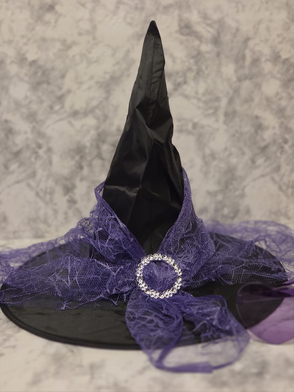 Halloween Witch Hat for Women, Costume Accessory Lace Purple